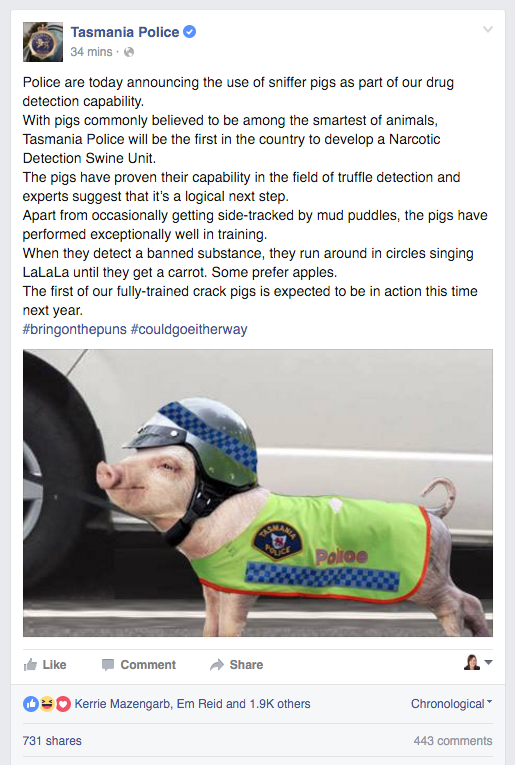 Tasmania Police April Fools