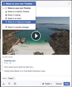 How to share as your page on Facebook